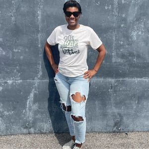 90s Rap Tee in a heather oatmeal color